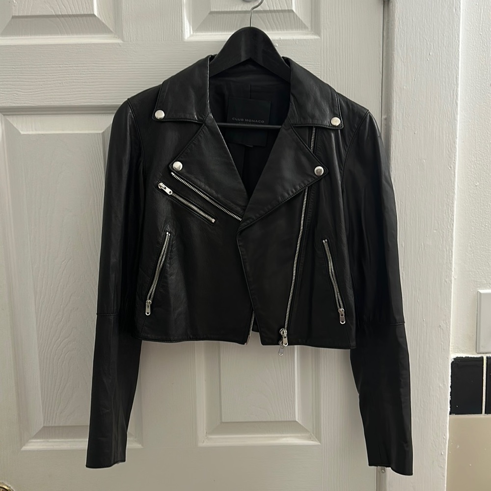 Club Monaco Collection Cropped Moto Jacket